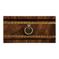 Close-up of Empire Mahogany Console Table drawer handle.