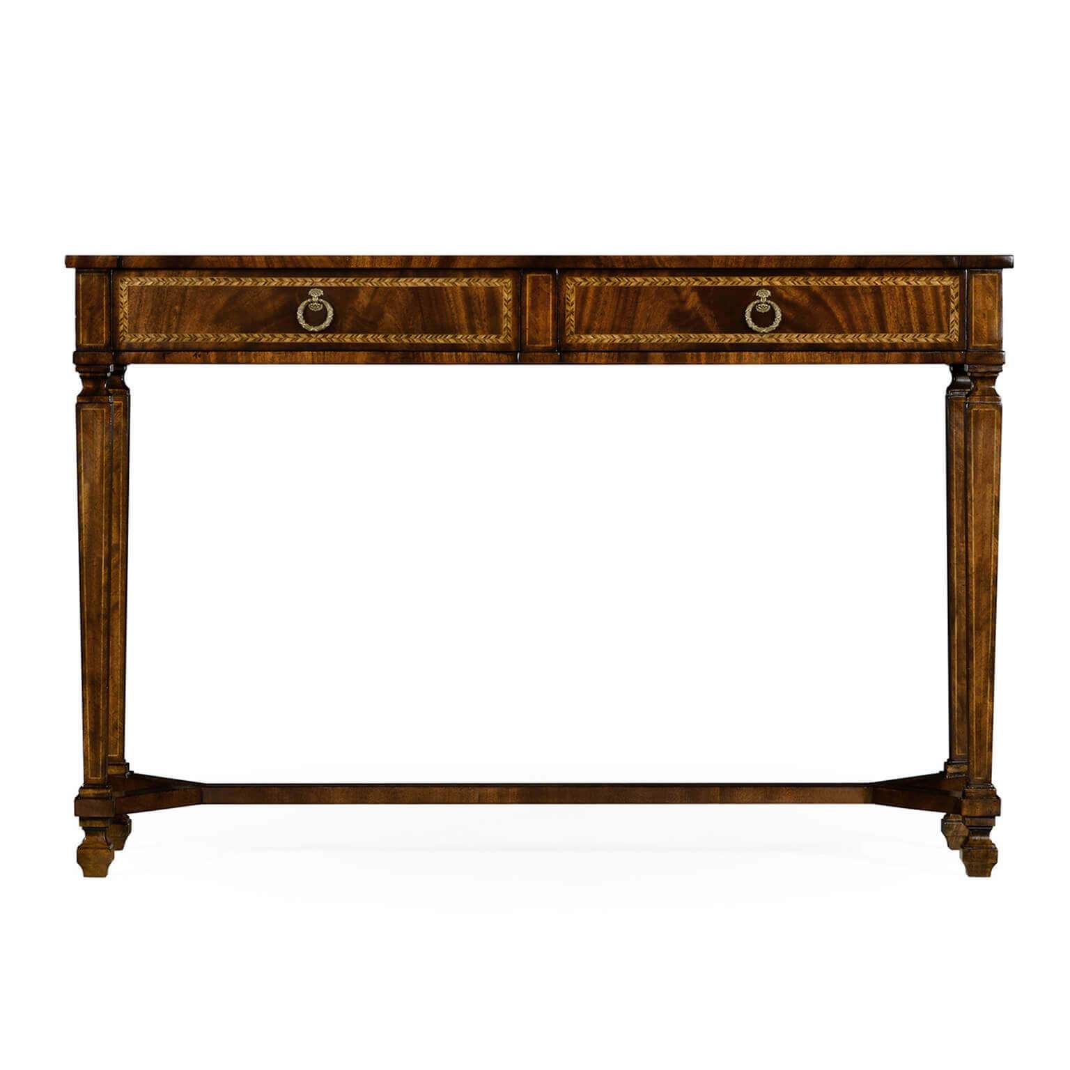 Front view of Empire Mahogany Console Table, detailed design.