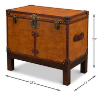 Measured dimensions of English Campaign box on stand.