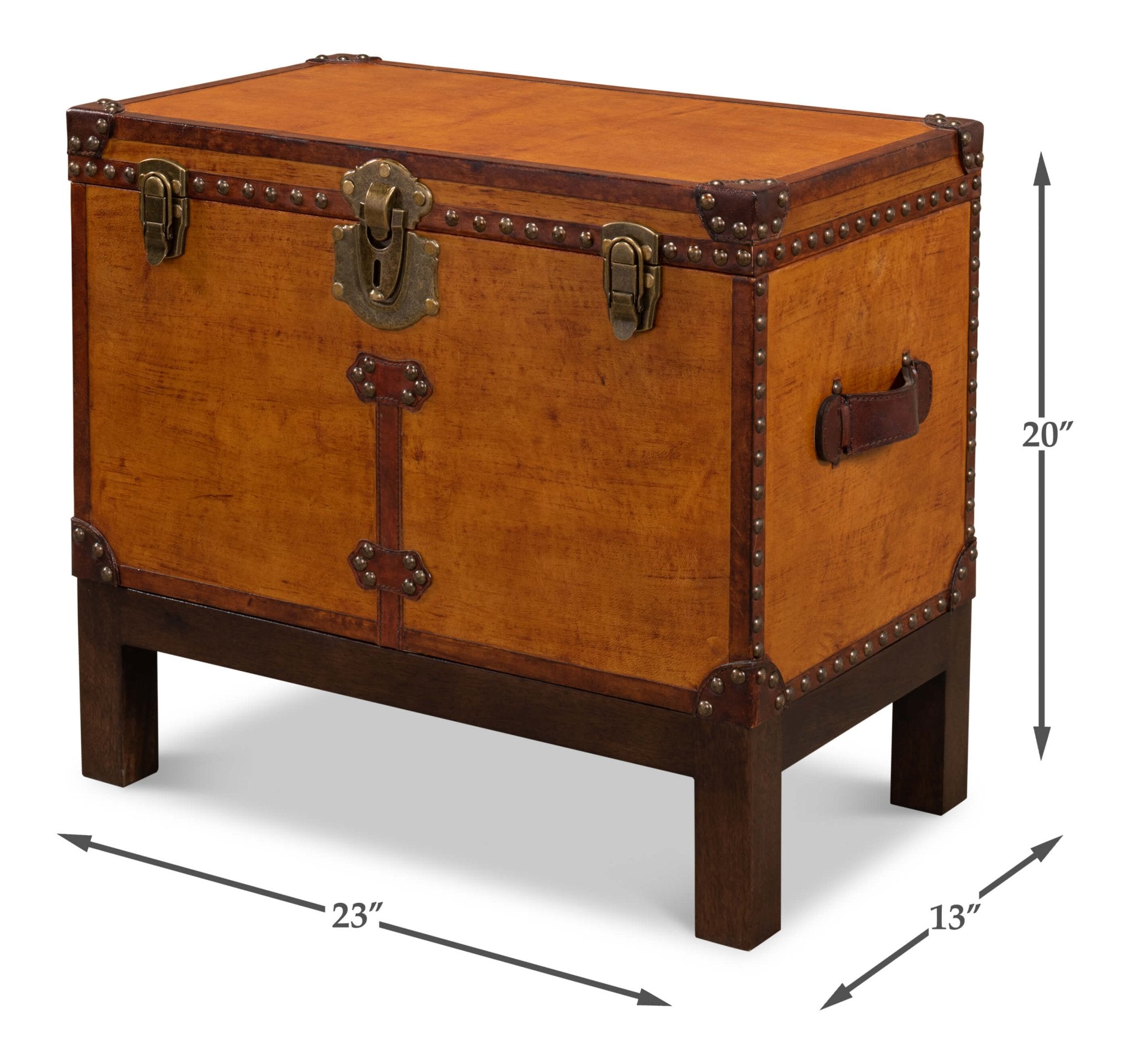 Measured dimensions of English Campaign box on stand.