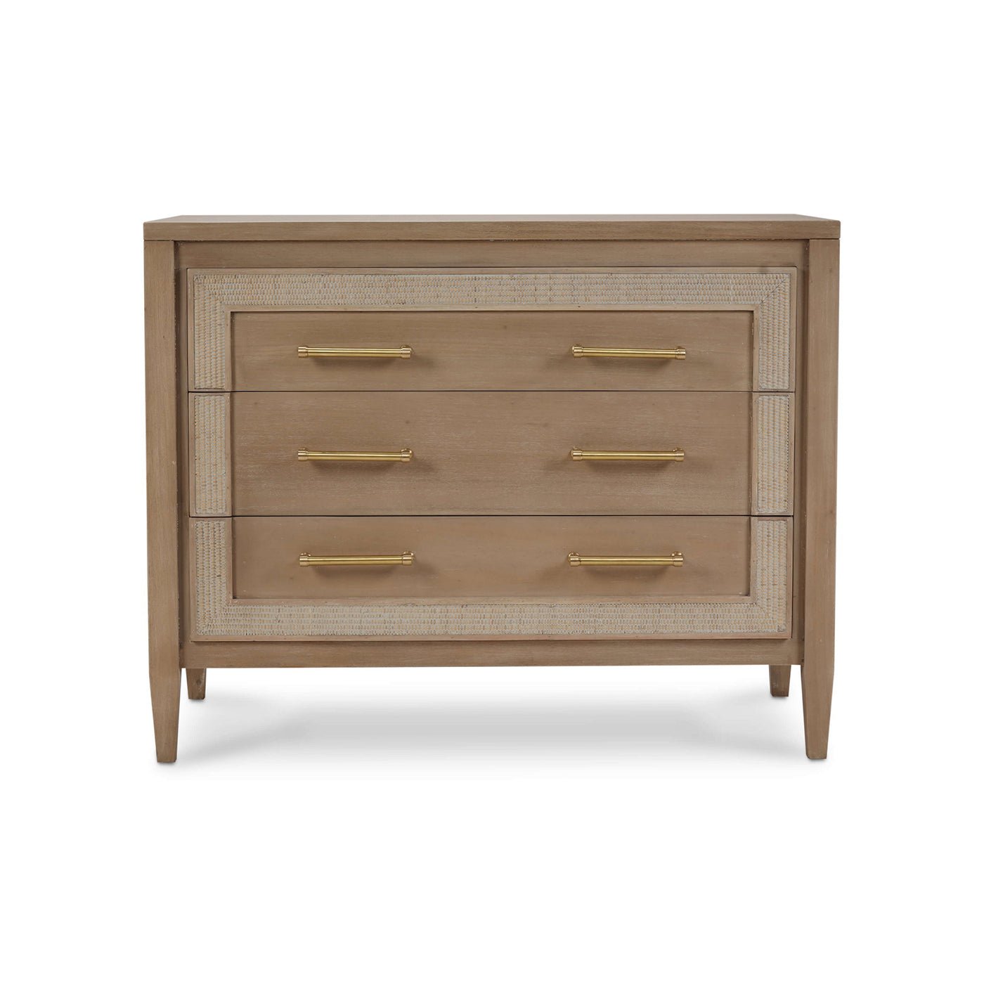 Front view of modern chest of drawers design.