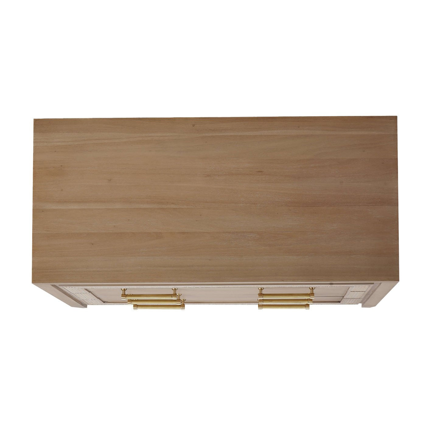 Top view of chest of drawers surface details.