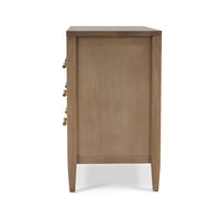 Wooden side view of the chest of drawers.