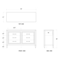 Dimensions and schematic drawing of the modern dresser.