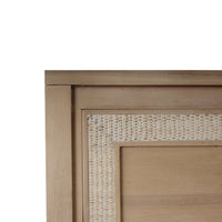 Corner detail of coastal dresser showing woven texture.