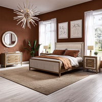 Bedroom decor featuring coastal modern nightstand.
