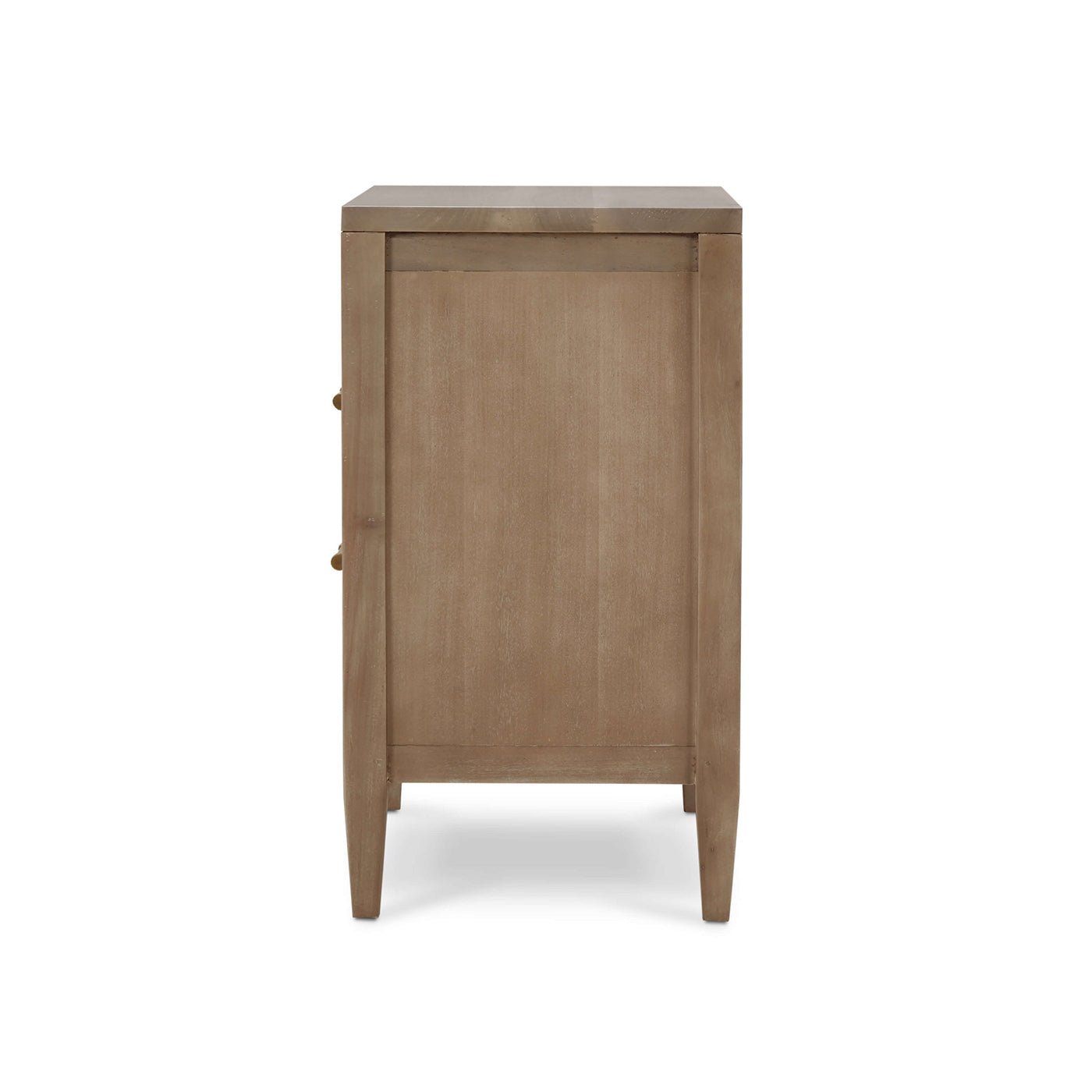 Side view of coastal modern nightstand.