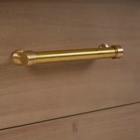 Close-up of coastal modern nightstand handle.