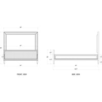Diagrams showing dimensions of modern queen bed.