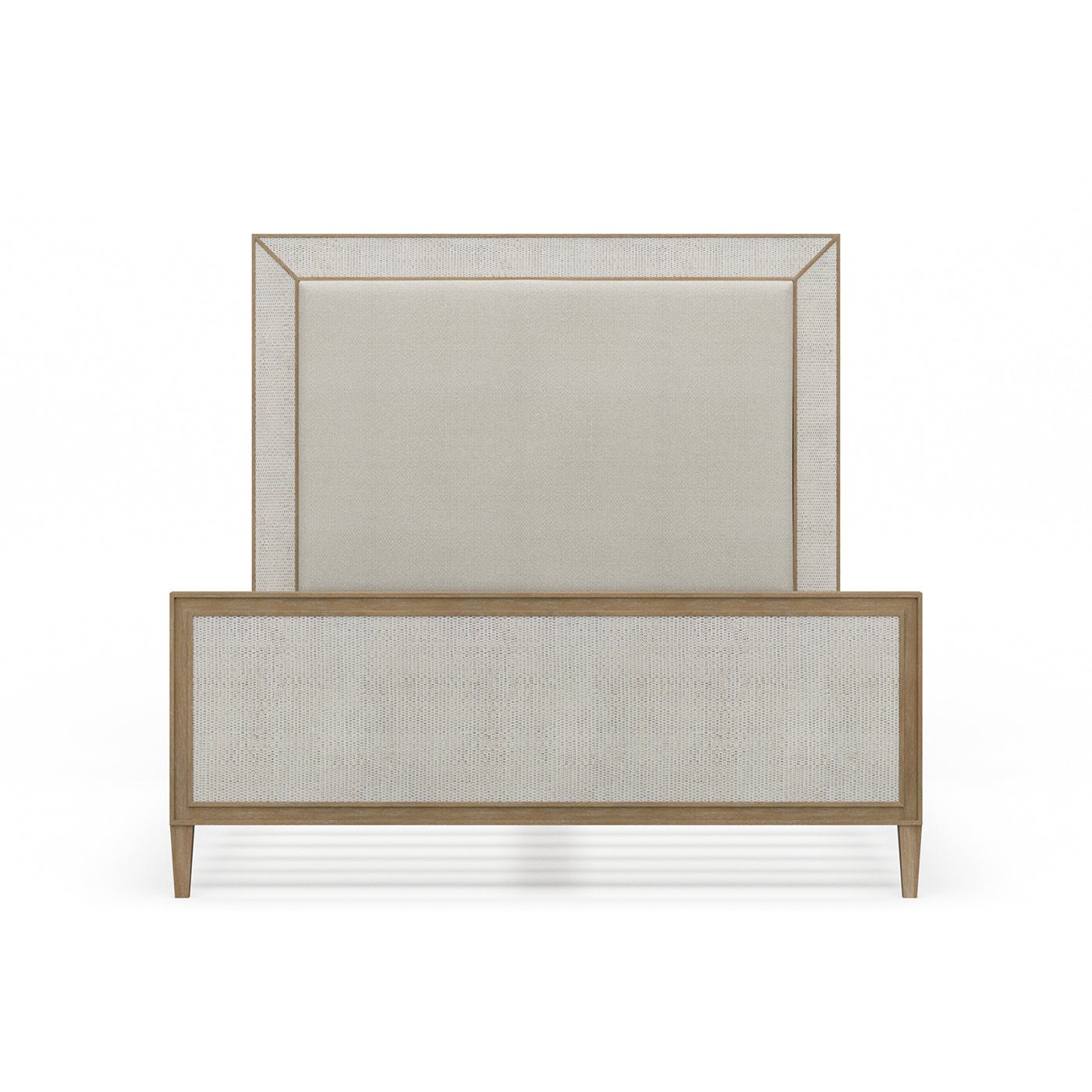 Back view of modern queen bed frame.