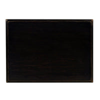Top view of English country end table surface.