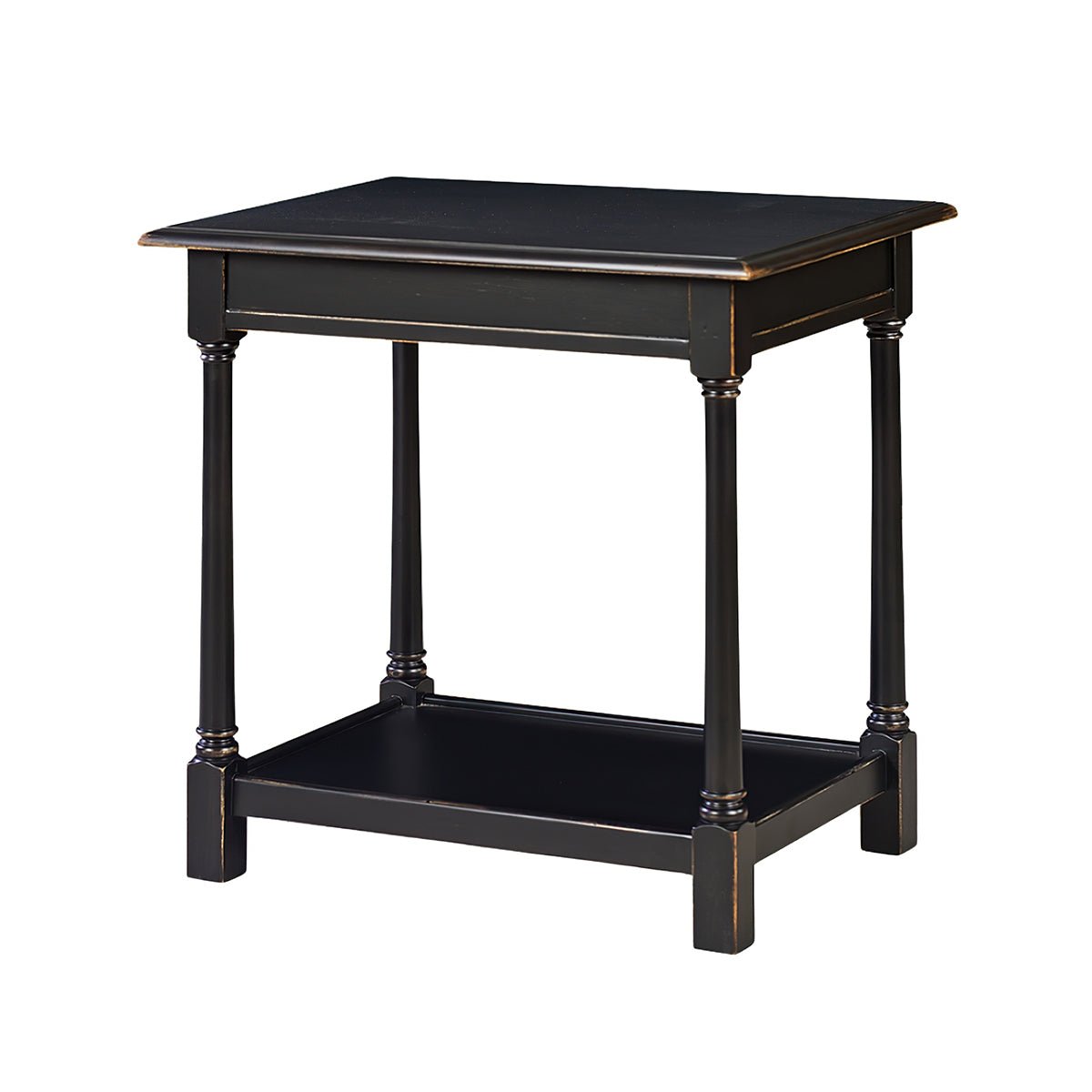Black English country end table with elegant design.