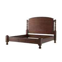 Dark wood king bed frame, no bedding or mattress.