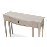 Console table, angled top view highlighting surface.