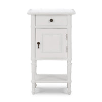 White end table front view showing full structure.