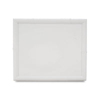 White end table top view with smooth surface.