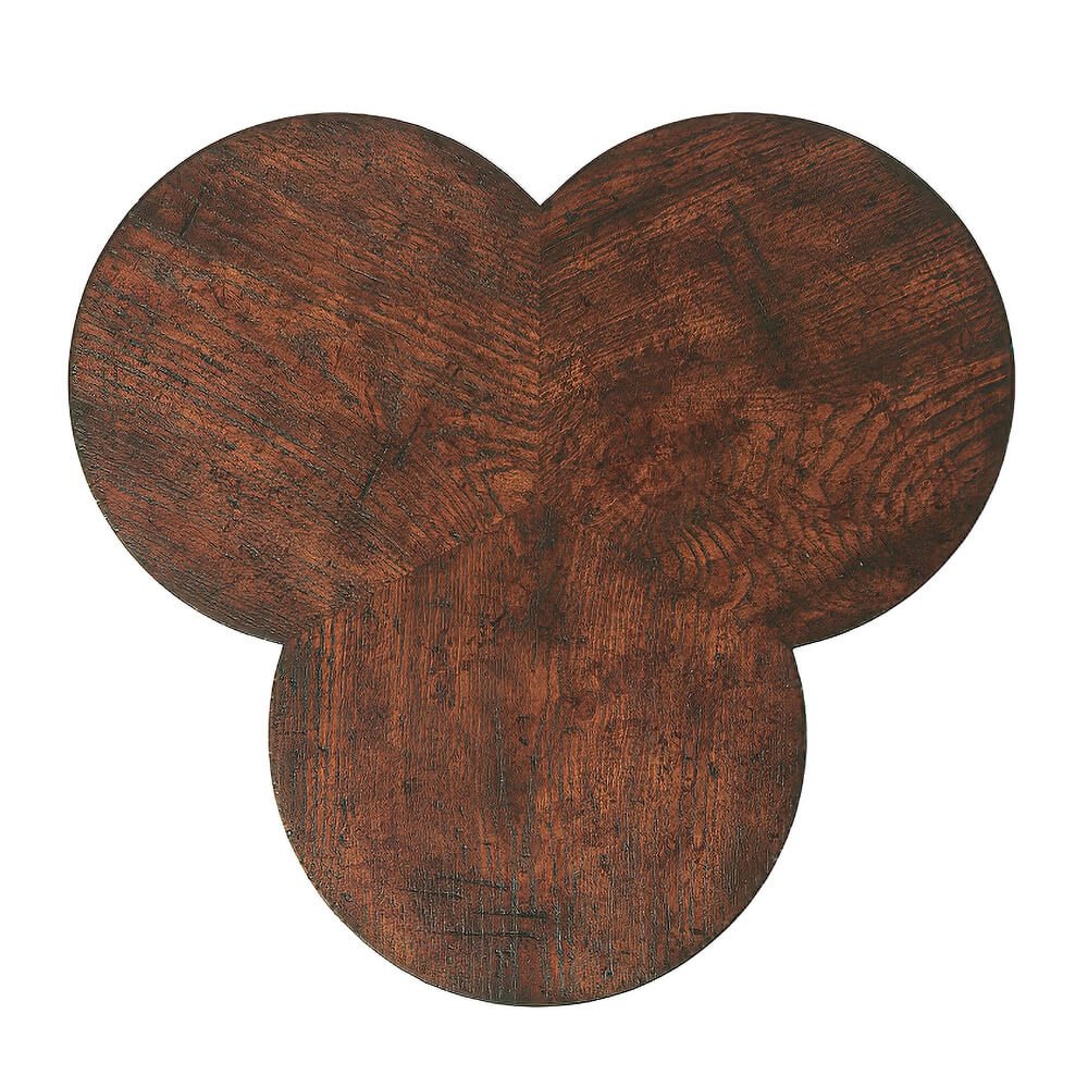 Top view of clover side table surface.