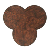 Top view of clover side table surface.