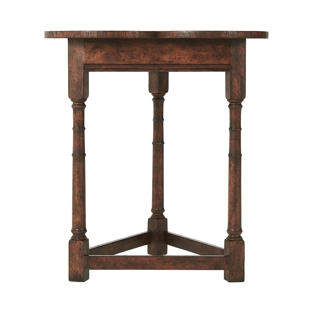 Side view of clover side table, detailed legs.