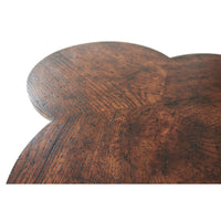 Close-up of clover table wood grain texture.