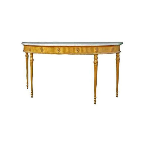 English Georgian Demi Lune Marble Top Console