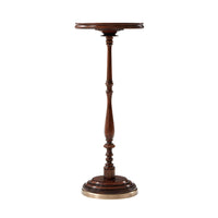 Side profile of mahogany candle stand, elegant design.