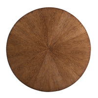 Top view of oak dining table's wood grain pattern.