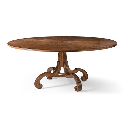 English Georgian Round Oak Pedestal Dining Table