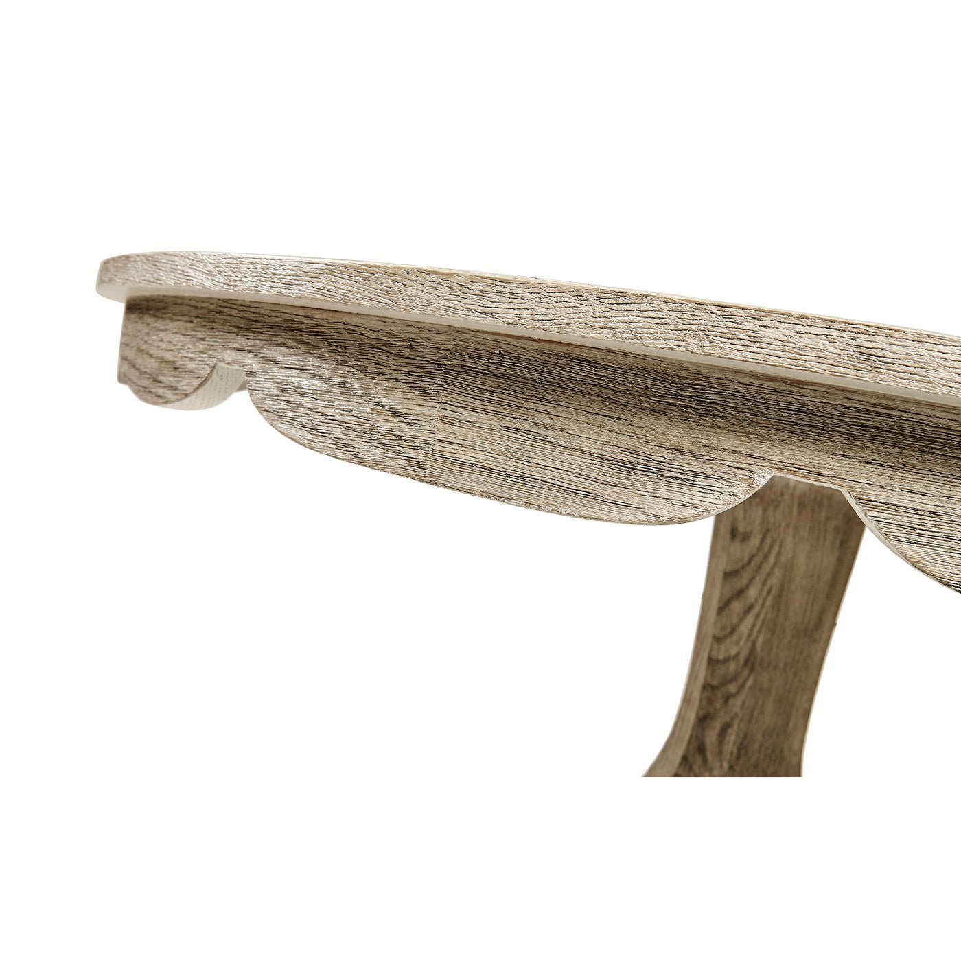 Detailed view of table's edge design.