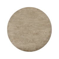 Top view of round oak table.