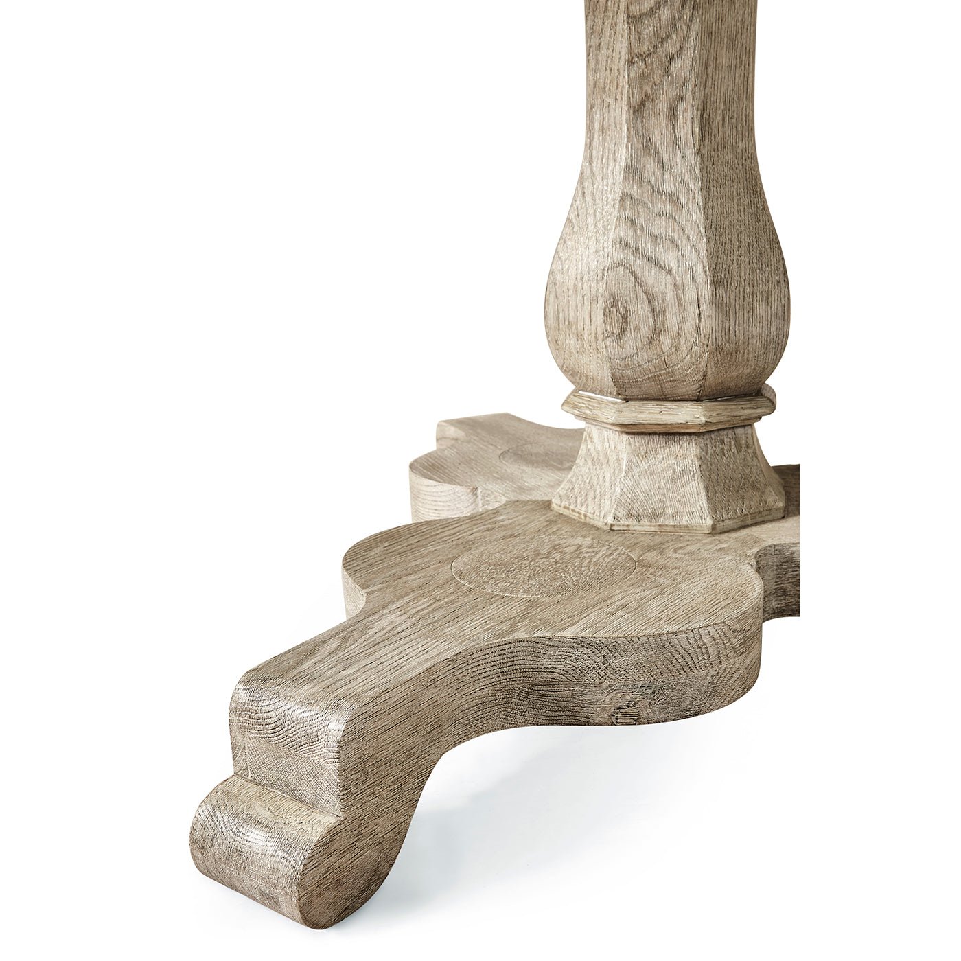 Close-up of table base leg design.
