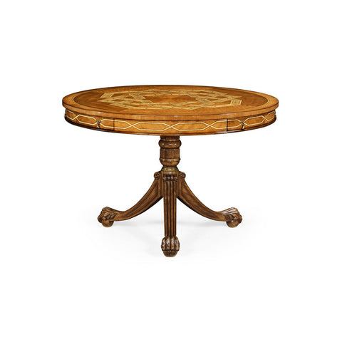 English Inlaid Pedestal Center Table
