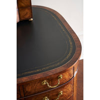 English leather top desk, detailed leather inlay on top surface.