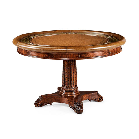English Mahogany Round Poker Table