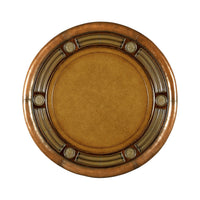 Top view of poker table, round leather surface design.