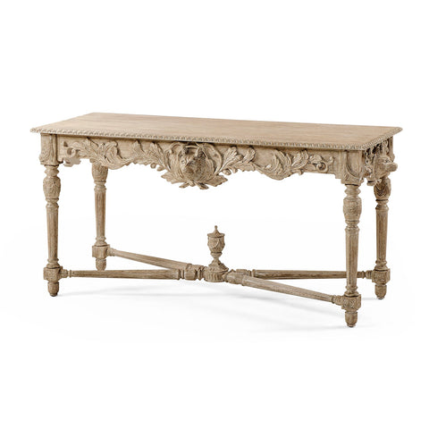 English Neoclassical Carved Console Table in Greyed Oak