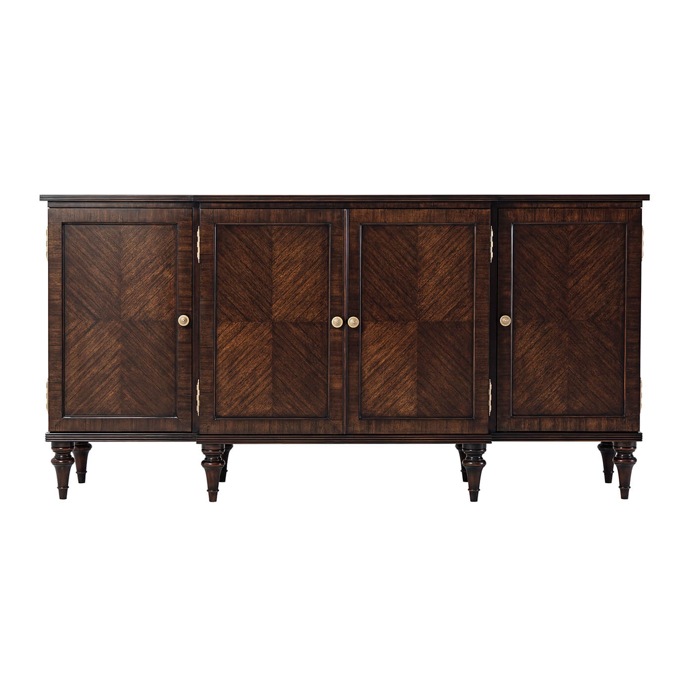 Front view of four-door breakfront credenza.