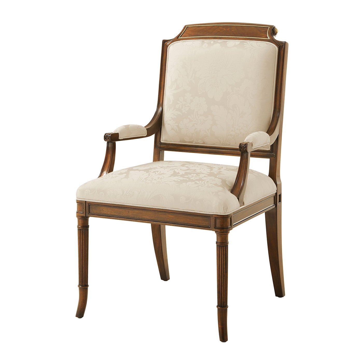 Front view of English Regency dining arm chair.