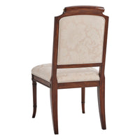 Back view of English Regency dining chair, detailed upholstery.