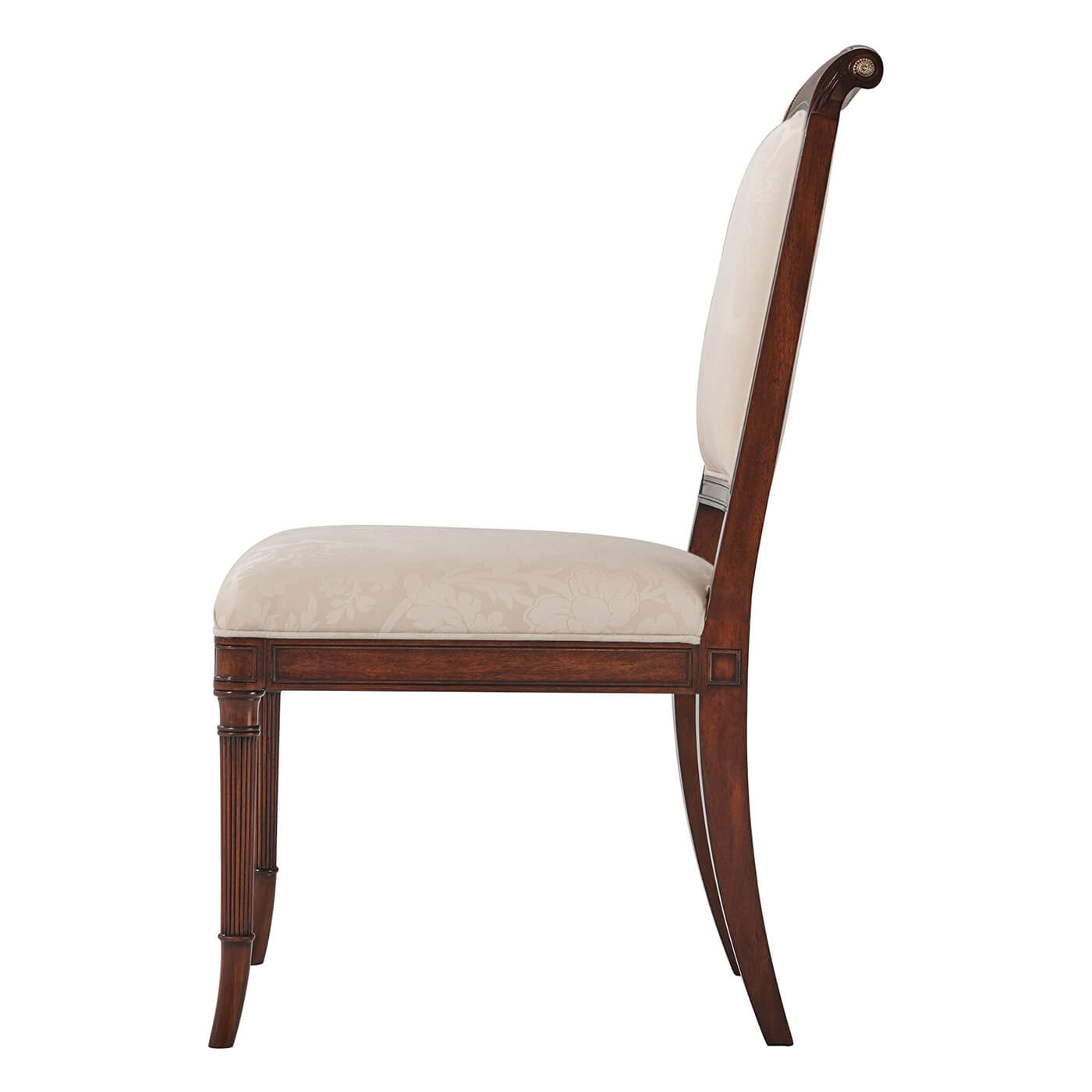Side profile of English Regency dining chair, elegant design.