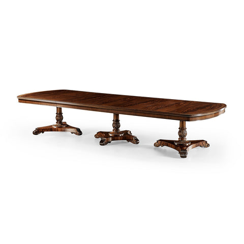 English Regency Mahogany Triple Pedestal Extending Dining Table