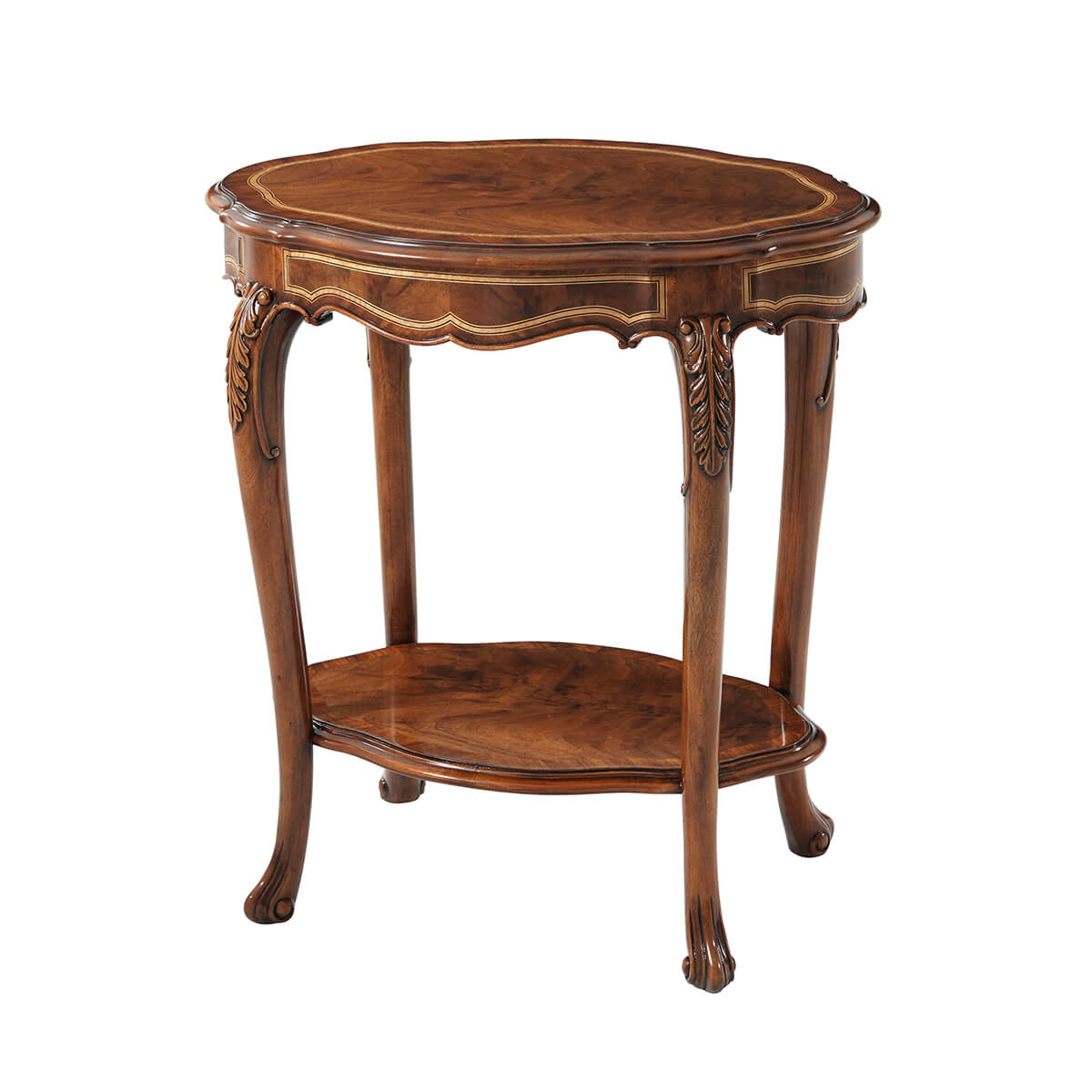 Oval English Rococo end table, full view.