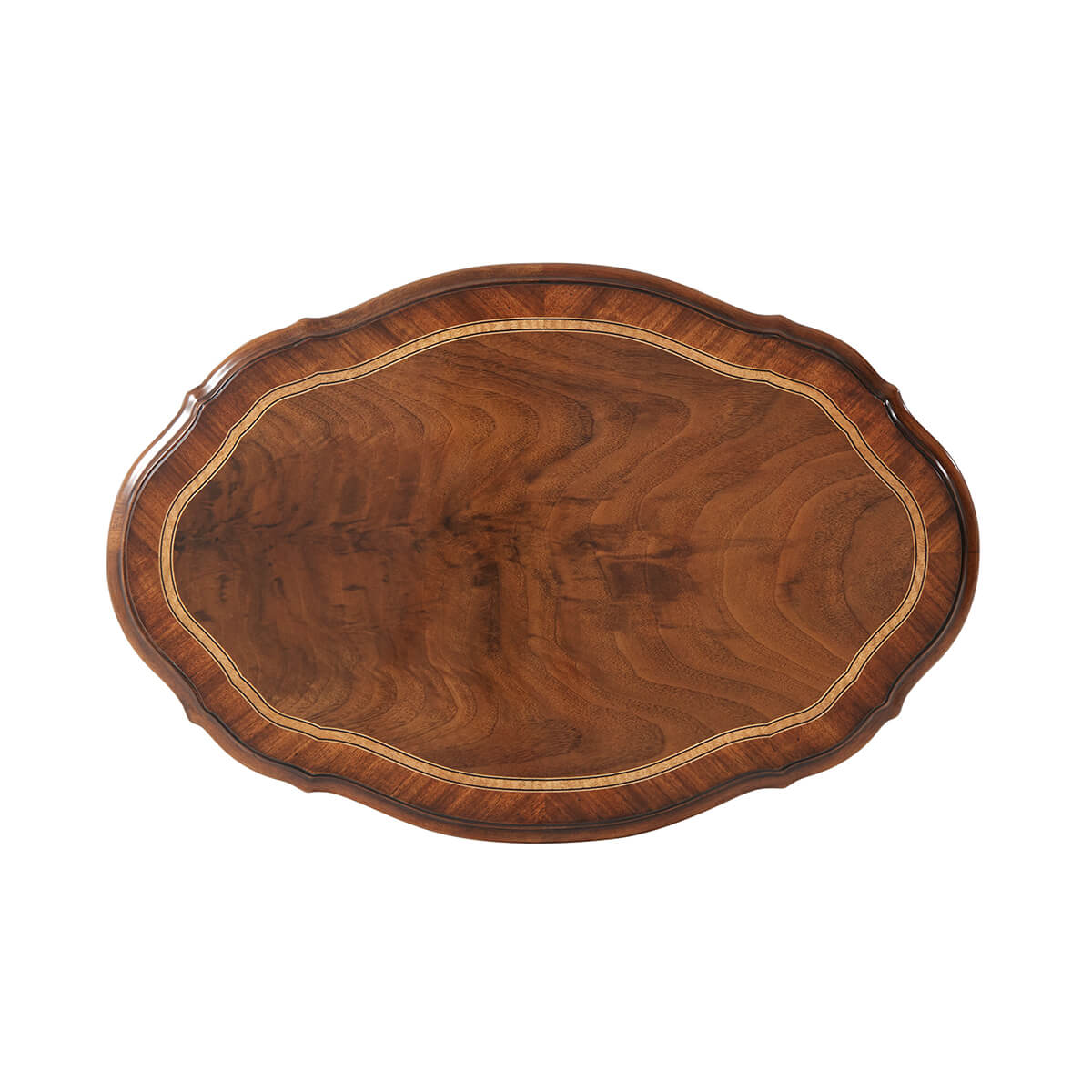Top view of English Rococo end table surface.