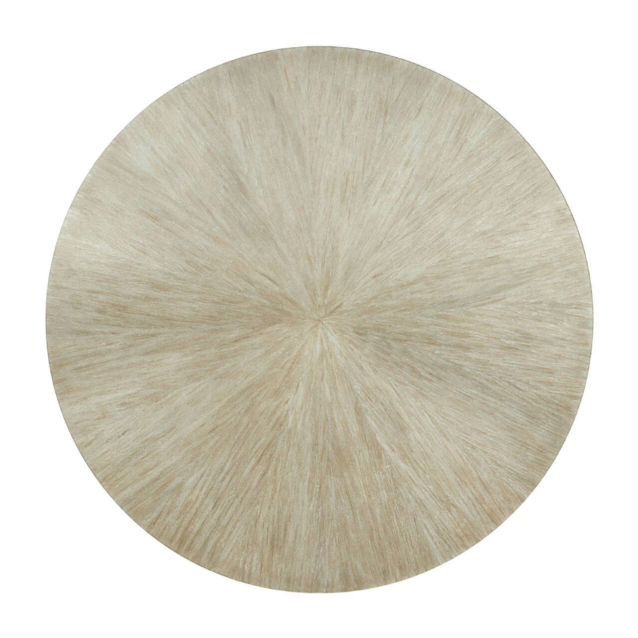 Top view of round oak table, wood grain detail.