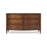 Front view of English six drawer dresser.
