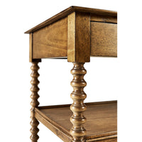 Close-up of English end table's leg detail.