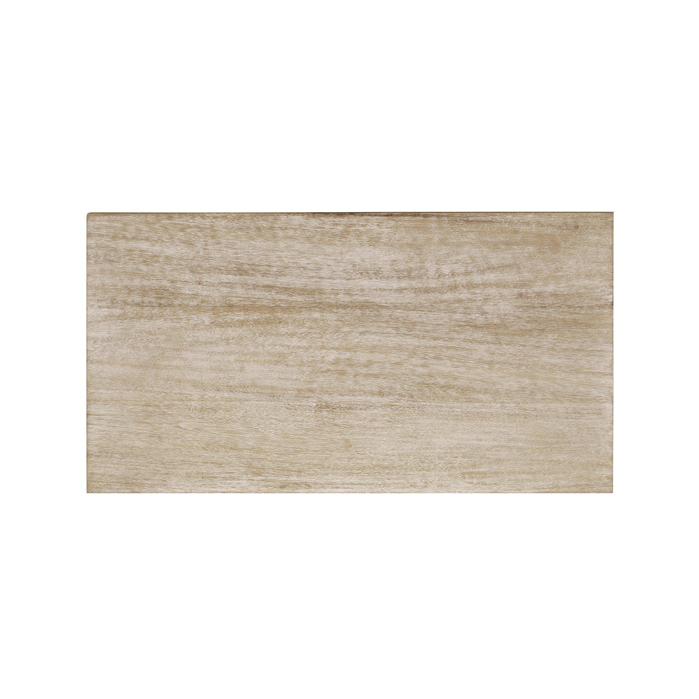 Top surface view of the whitewashed end table.