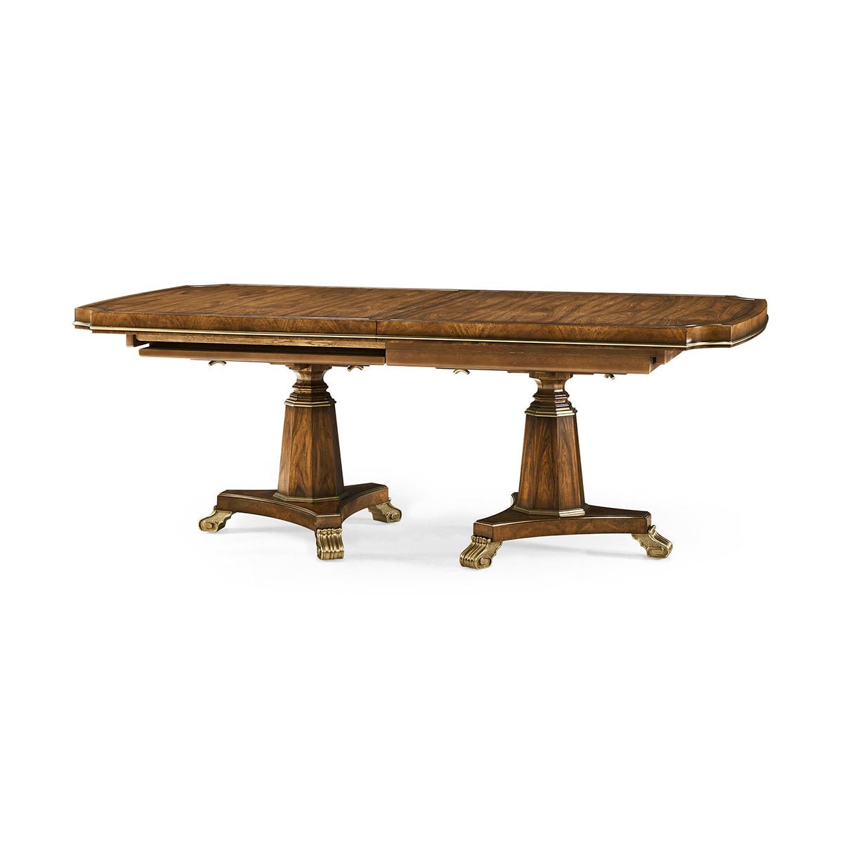 Shortened English traditional extension dining table, enhanced view.
