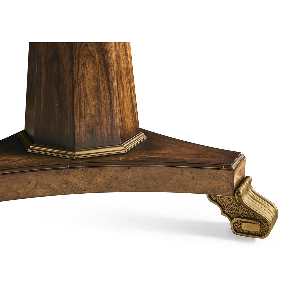Close-up of English traditional dining table pedestal foot.