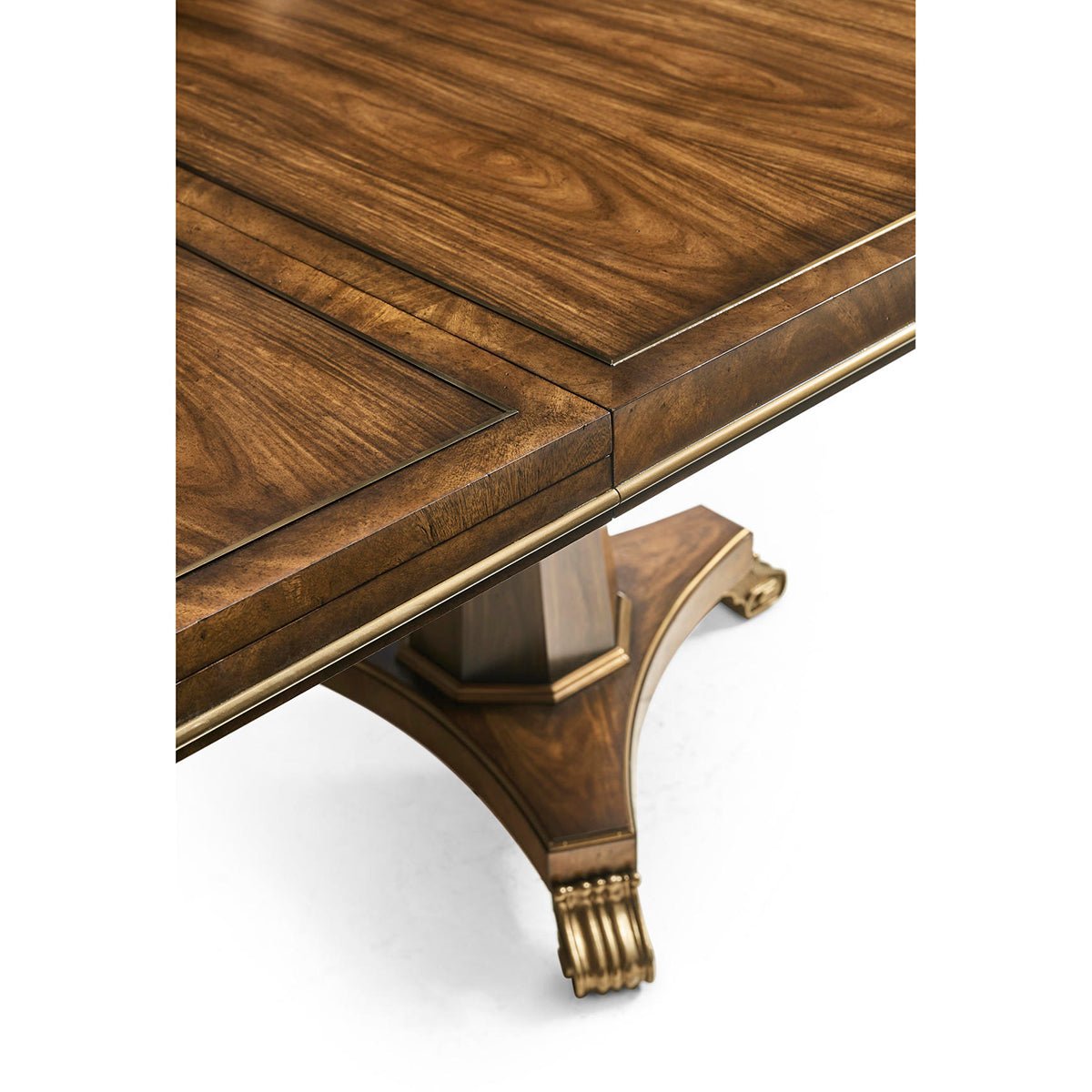 English traditional dining table extending mechanism close-up.